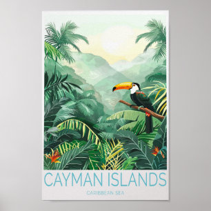 Cayman Island Travel Poster, Caribbean Sea Wall Poster