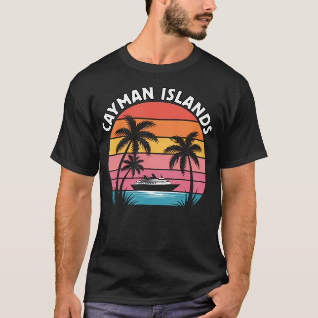 Cayman Islands Vacation Sunset Palm Trees T-Shirt (Vorderseite)
