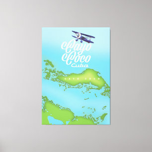 Cayo Coco Kuba Vintage-Stil Karte. Leinwanddruck