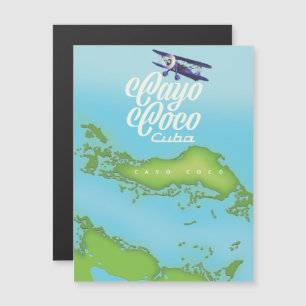 Cayo Coco Kuba Vintage-Stil Karte. Magnetkarte