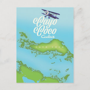Cayo Coco Kuba Vintage-Stil Karte. Postkarte