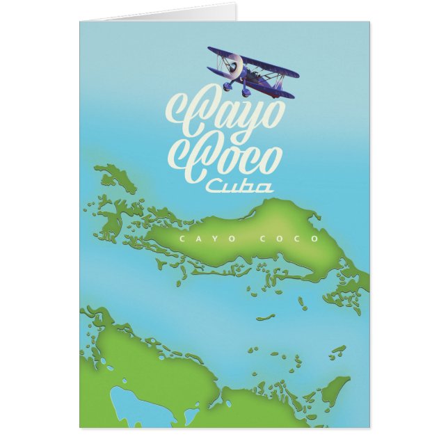 Cayo Coco Kuba Vintage Stilkarte. (Vorne)