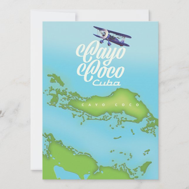 Cayo Coco Kuba Vintage Stilkarte. (Vorderseite)