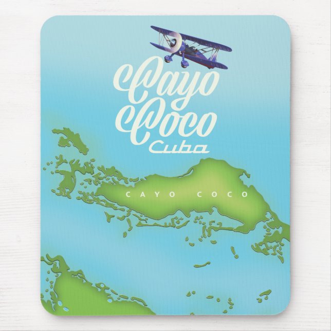 Cayo Coco Kuba Vintage Stilkarte. Mousepad (Vorne)