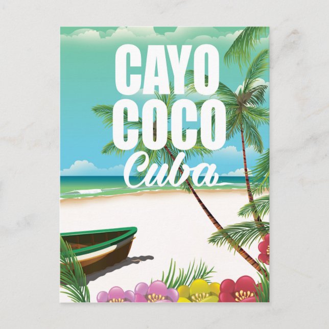 Cayo Coco Kubanisches Strandposter Postkarte (Vorderseite)