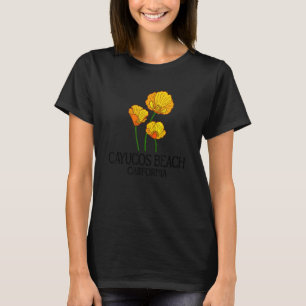 Cayucos Beach California CA Poppy Blume Staat Cit T-Shirt