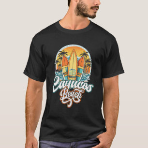 Cayucos Drei-Surfbretter und Palmenbaumkreislauf T-Shirt