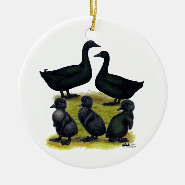Cayuga Duck Family Keramikornament (Vorne)