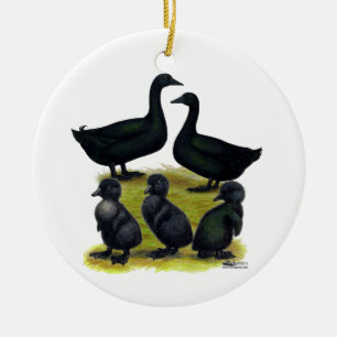 Cayuga-Enten-Familie Keramikornament