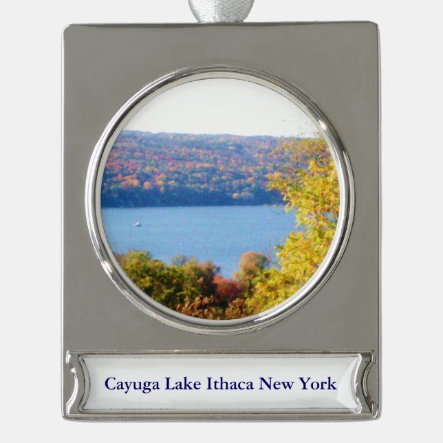 CAYUGA LAKE, ITHACA, N.Y. Banner-Ornament SILBER (Vorderseite)
