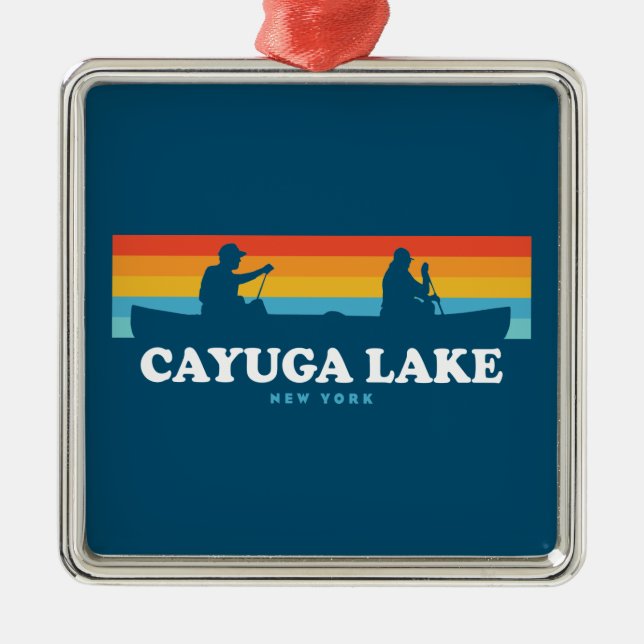 Cayuga Lake New York Canoe Ornament Aus Metall (Vorne)