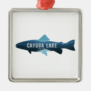 Cayuga Lake New York Fish Ornament Aus Metall
