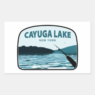 Cayuga Lake New York Fishing Rod Rechteckiger Aufkleber