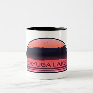 Cayuga Lake New York Red Sunrise Zweifarbige Tasse