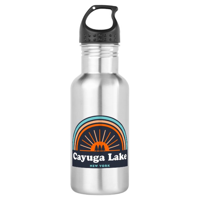 Cayuga Lake Rainbow Edelstahlflasche (Vorderseite)