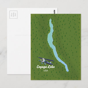 Cayuga Lake Reisekarte im Vintage-Stil Postkarte