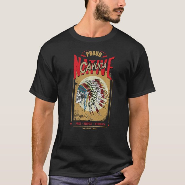 Cayuga Native Amerikanische Ureinwohner Warrior St T-Shirt (Vorderseite)
