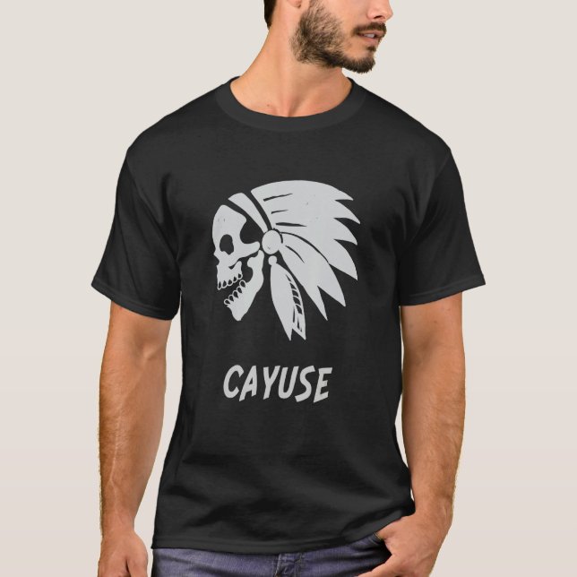 Cayuse Native American Indian Born Freedom Evil Sk T-Shirt (Vorderseite)