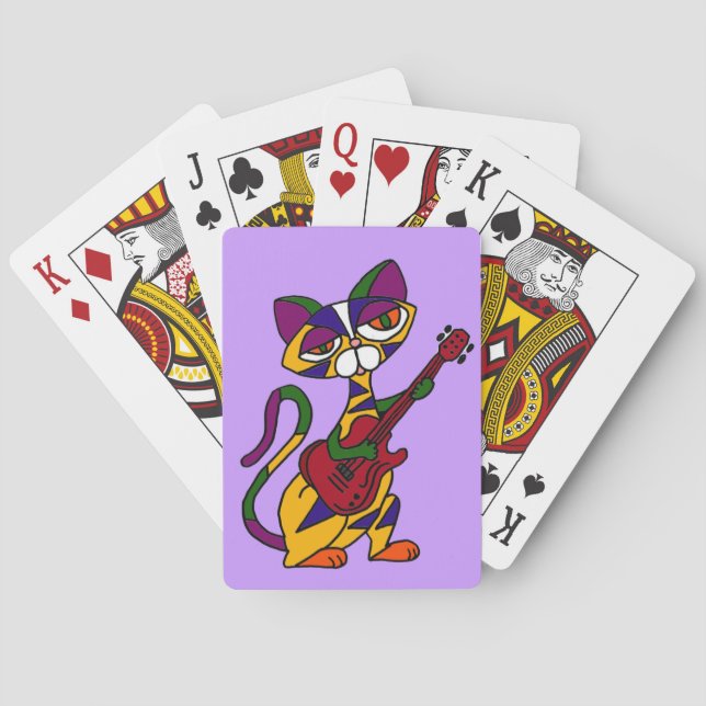 CB - Coole Cat Playing Guitar Cartoon Spielkarten (Rückseite)