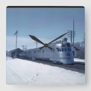 CB&Q "PionierZephyr" #9900_Trains Quadratische Wanduhr