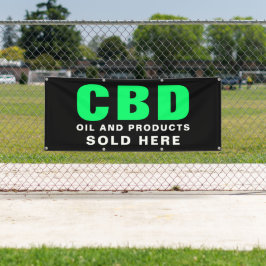 CBD Öl und Produkte verkauft hier Geschäft im Frei Banner