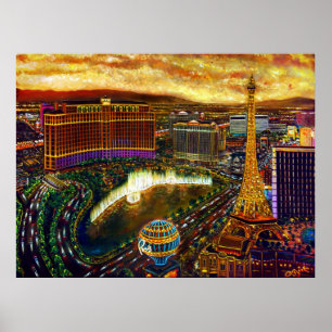 CBjork Las Vegas Stadt Gold Poster