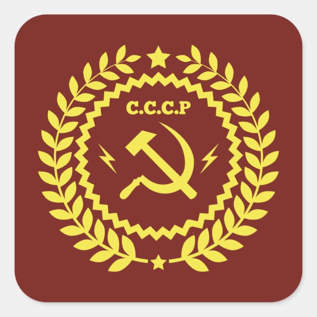 CCCP Hamer & Sickle Emblem Square Stickers (Vorderseite)