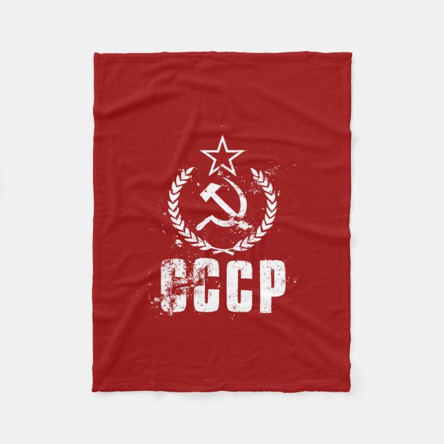 CCCP Hammer-Sichel-weiße Vintage Flaggen-Decken Fleecedecke (Vorderseite)