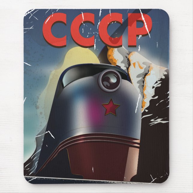 CCCP Retro Vintages sowjetisches Zugposter Mousepad (Vorne)
