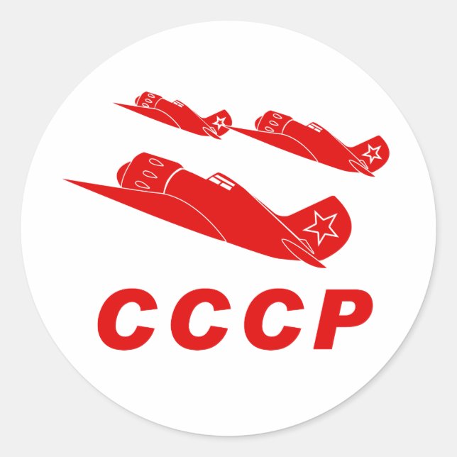 CCCP Rote Luftwaffe Runder Aufkleber (Vorderseite)