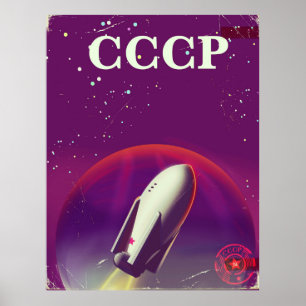 CCCP Sowjetischer Weltraum-Wettlauf-Reiseplakat Poster