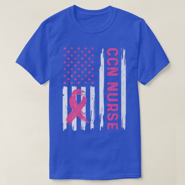 CCN Nurse American Flag Nurse Breast Cancer Awaren T-Shirt (Design vorne)