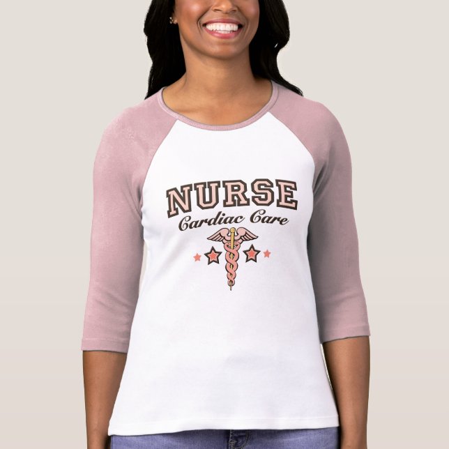 CCU Cardiac Care Nurse Raglan Jersey Caduceus T-Shirt (Vorderseite)