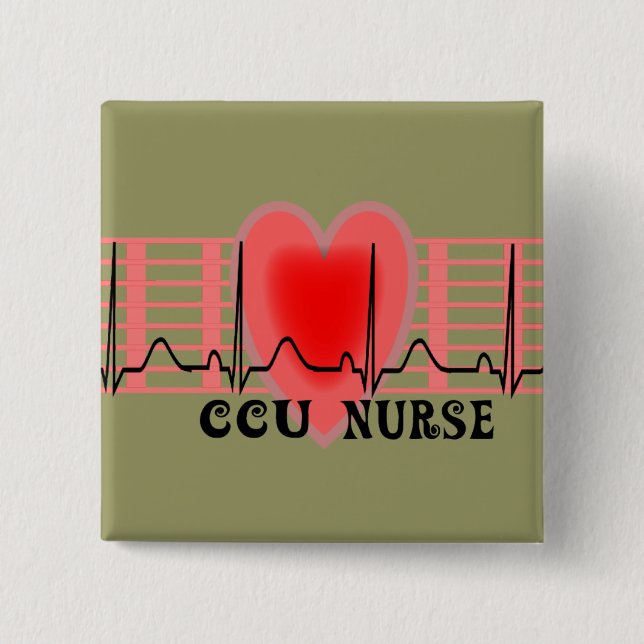 CCU-Krankenschwester-Geschenk Ekg Papier und Herz Button (Vorderseite)