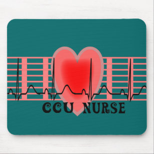 CCU Nurse Geschenk Ekg Papier und Herz Design Mousepad
