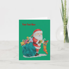 Ccute Santa mit Spielzeug und Geschenken in Sack W Feiertagskarte