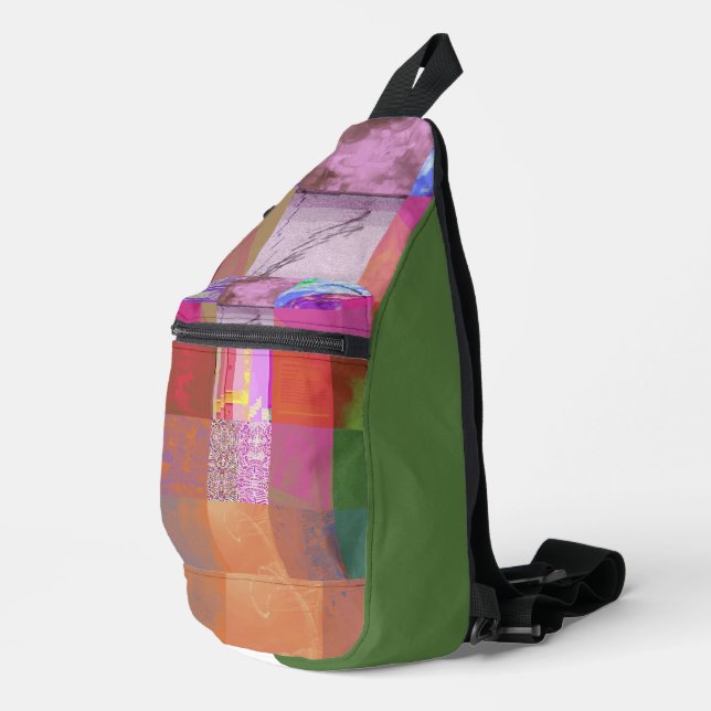 CD1FE646 Abstrakte digitale Glitch-Art-Gitternetz- Crossbody Bag (Rechte Ecke)