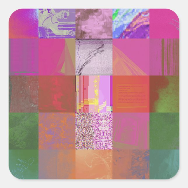 CD1FE646 Abstrakte digitale Glitch-Art-Gitternetz- Quadratischer Aufkleber (Vorderseite)