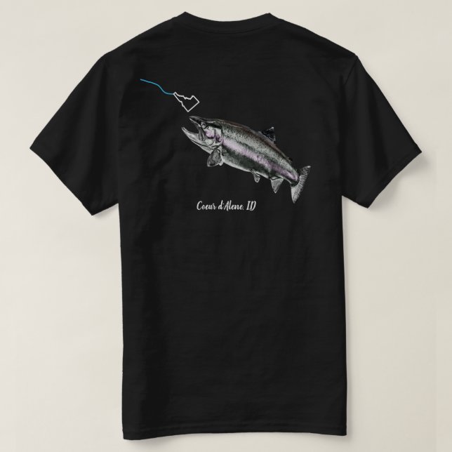 CDA STEELHEAD - HIER FISCHFISCHE - STREKENDE IDAHO T-Shirt (Design Rückseite)