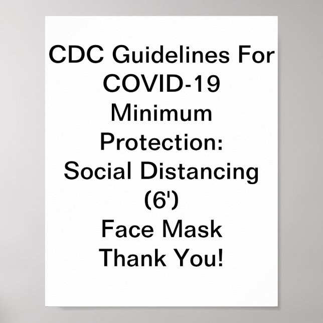 CDC-Leitlinien für COVID-19 Poster (Vorne)