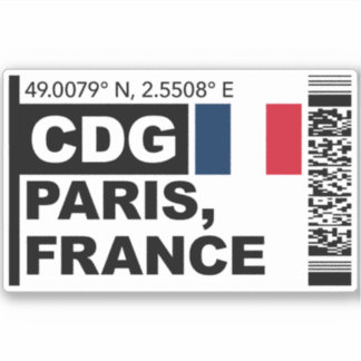 CDG Paris Bordkarte - Frankreich Reise Aufkleber