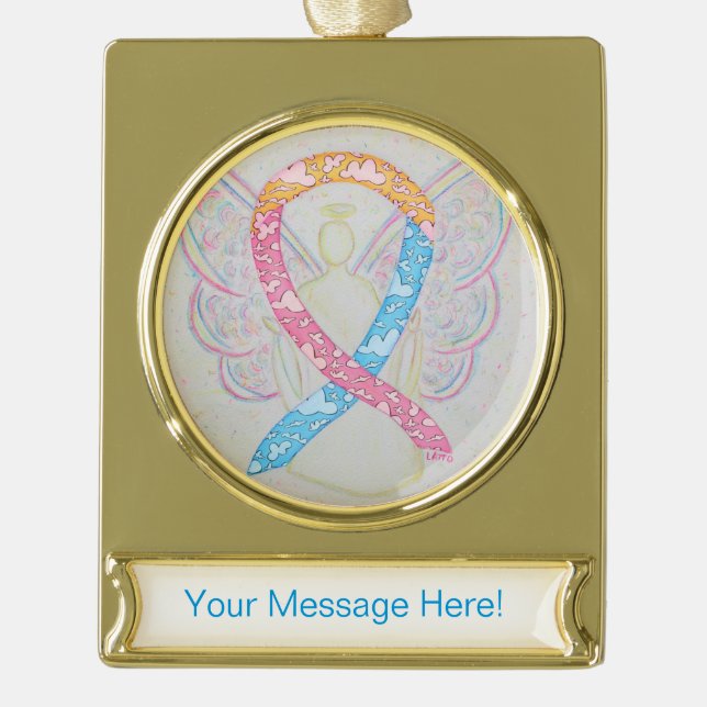 CDH Awareness Ribbon Angel Banner-Ornament Gold (Vorderseite)