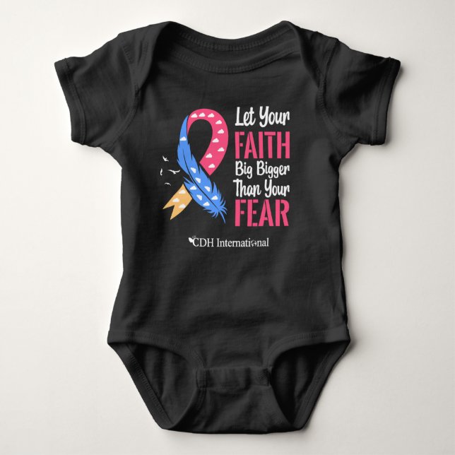 (CDHAR-5) CDH Awareness Ribbon Feather Baby Strampler (Vorderseite)