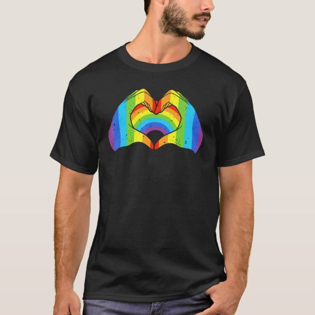CDs mit LGBs Gestaltschnüre Rainbow Heart Prix Wei T-Shirt (Vorderseite)