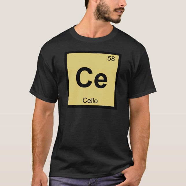 Ce - Cello Music Chemistry Periodisches Table Symb T-Shirt (Vorderseite)