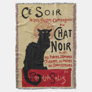 Ce Soir Chat Noir Black Cat, Vintag Art Nouveau Decke