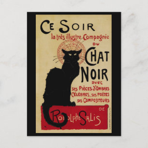 Ce Soir Chat Noir Black Cat, Vintag Art Nouveau Postkarte