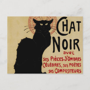 Ce Soir Chat Noir Black Cat, Vintag Art Nouveau Postkarte