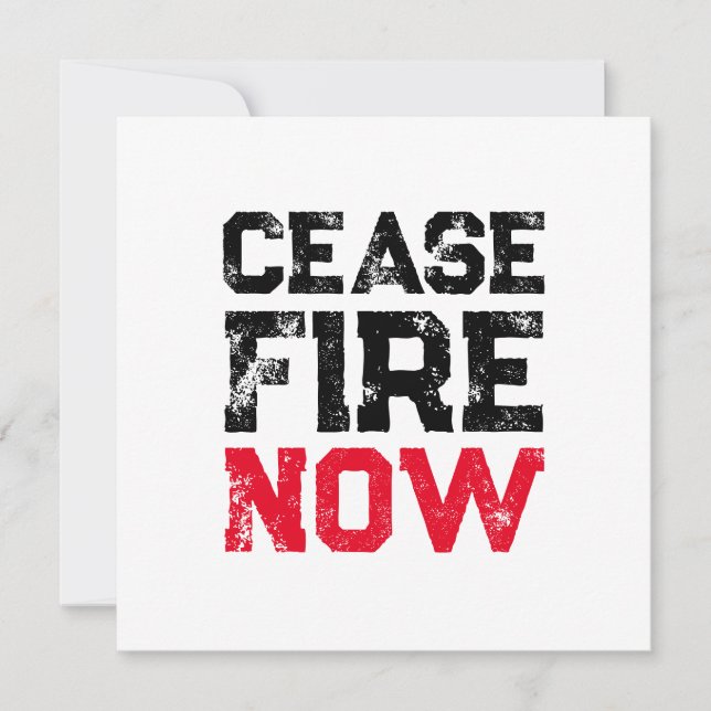 Cease Fire Now Black Red White Grunge Typografie (Vorderseite)