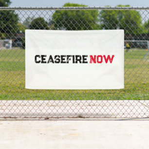 Cease Fire Now Black Red White Grunge Typografie Banner